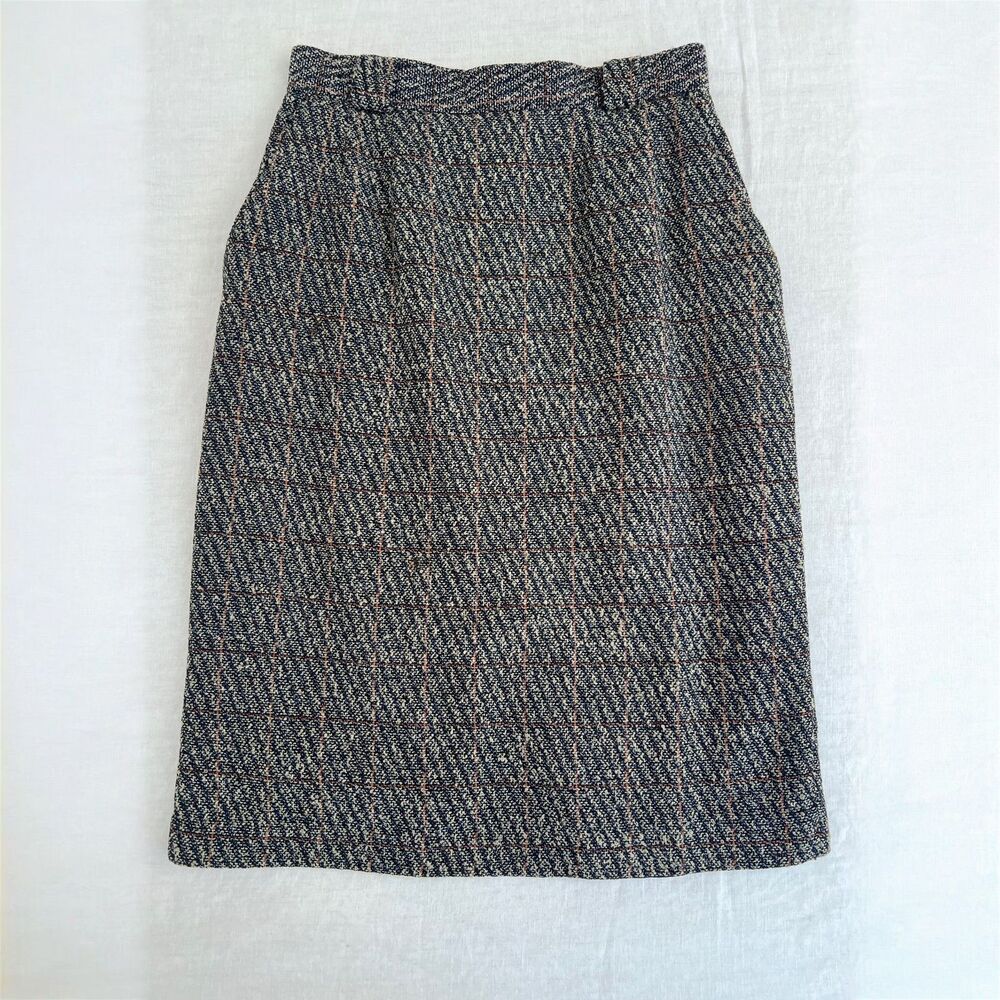 Vintage 80s Norton McNaughton Wool Blend Tweed Pencil Skirt VTG Sz 10 Fits 6-8